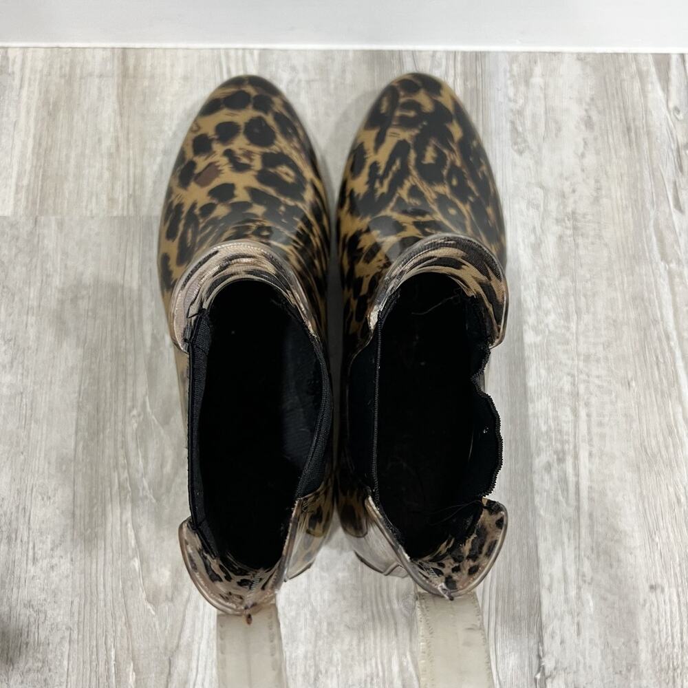 J. Crew Leopard Chelsea Boots Women's Pull-On Ankle Rain Snow Booties Size 9 - Picture 5 of 10